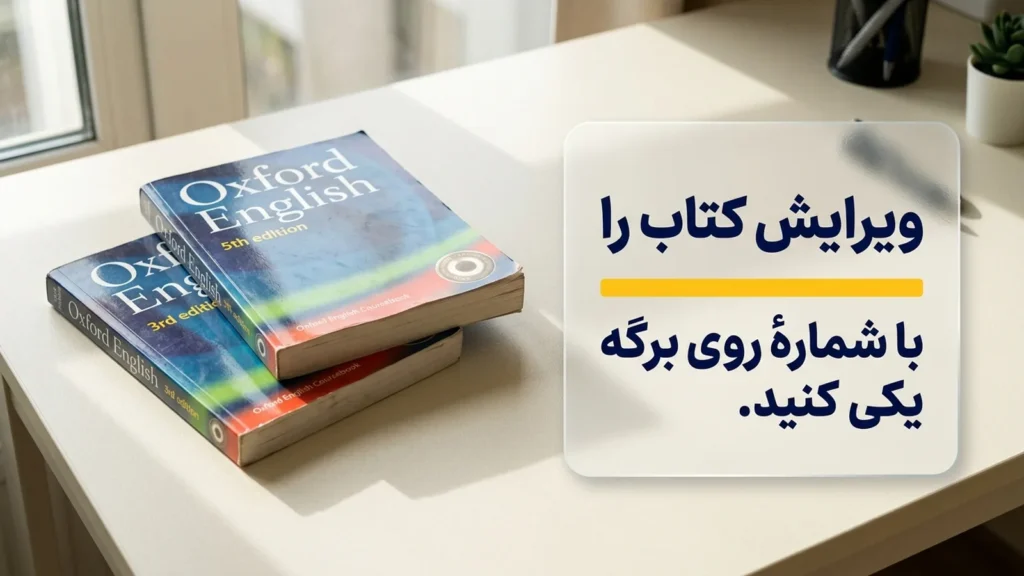 ویرایش کتاب را با شمارهٔ روی برگه یکی کنید
